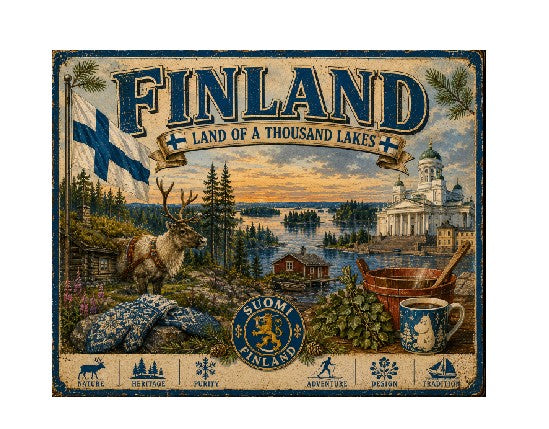 MS709 Vintage Style Metal Sign Finland