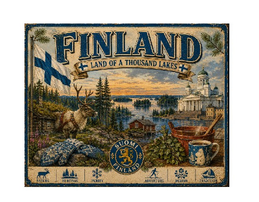 MS709 Vintage Style Metal Sign Finland