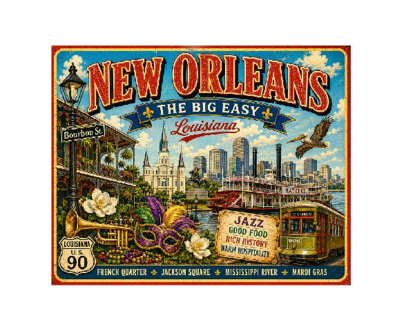 MS765 Vintage Style Metal Sign New Orleans