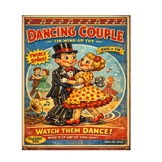 MS213   Vintage Style Tin Toy Metal Sign Dancing Couple
