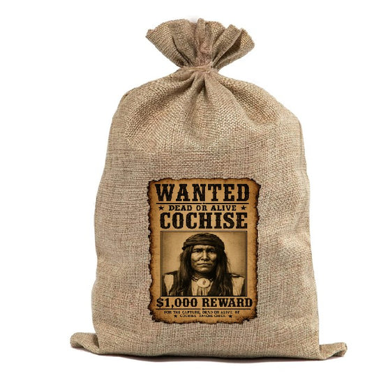 BUR82  Burlap Bag Vintage Style Bag Wanted Cochise