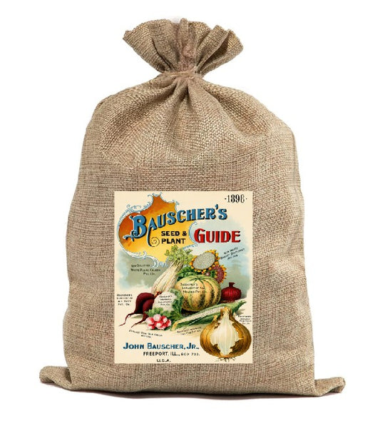 BUR103 Burlap Bag Vintage Style Bag Garden Seeds Bauscher's