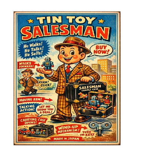 MS222 Vintage Style Tin Toy Metal Sign Salesman