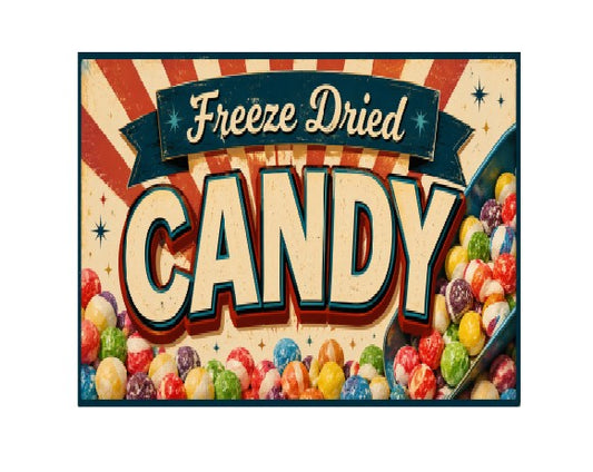 MS433 Vintage Style Metal Sign Freeze Dried Candy Sign