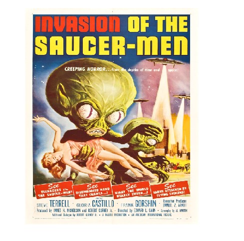 Vintage Style Metal Sign Horror Film Invasion of the Saucer Men MS915
