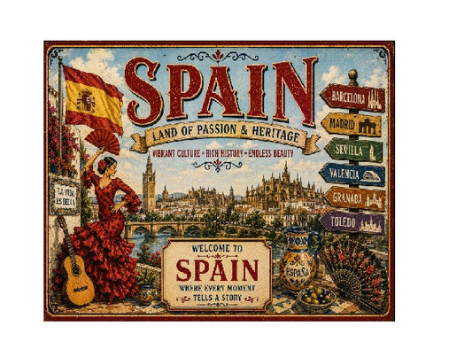 MS673 Vintage Style Metal Sign Spain