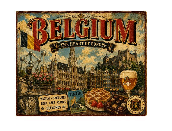 MS678 Vintage Style Metal Sign Belgium