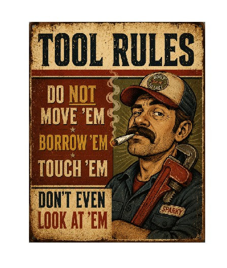 MS493 Vintage Style Metal Sign Tool Rules