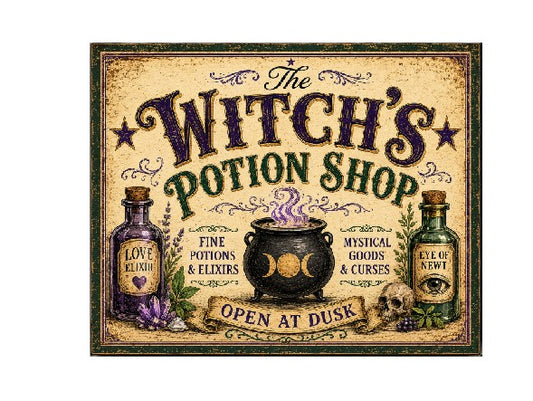 Vintage Style Metal Sign Halloween Potion Shop MS926