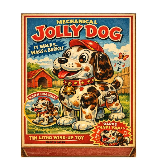 MS219   Vintage Style Tin Toy Metal Sign Jolly Dog