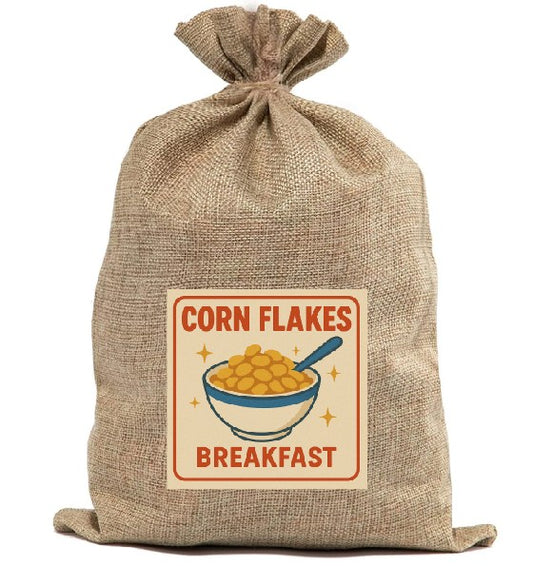 BUR38   Burlap Bag Vintage Style Bag Breakfast Cornflakes