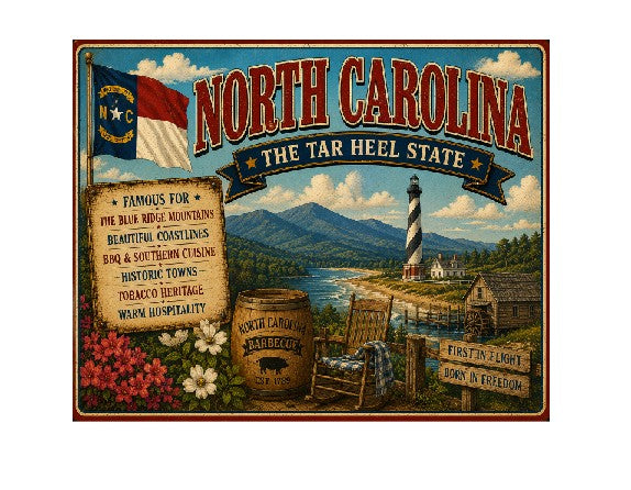 MS636 Vintage Style Metal Sign North Carolina