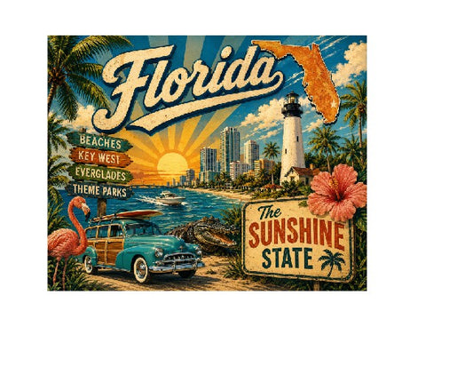 MS600 Vintage Style Metal Sign Florida