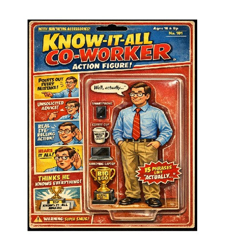 MS347 Retro Style Funny Metal Sign Know it all Co-Worker