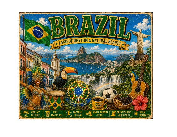 MS716 Vintage Style Metal Sign Brazil