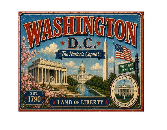 MS663 Vintage Style Metal Sign Washington DC