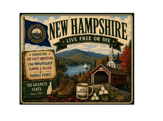 MS630 Vintage Style Metal Sign New Hampshire