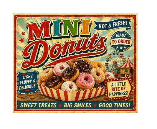 MS723 Vintage Style Metal Sign Donuts