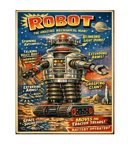 MS214   Vintage Style Tin Toy Metal Sign Robot