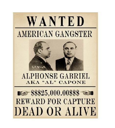 MS498 Vintage Style Metal Sign Wanted Capone
