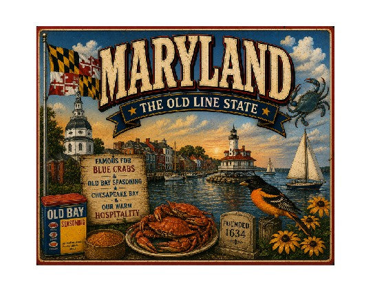 MS617 Vintage Style Metal Sign Maryland