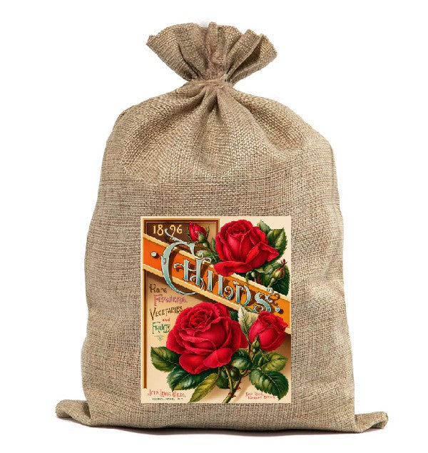 BUR90   Burlap Bag Vintage Style Bag Garden Seeds Roses