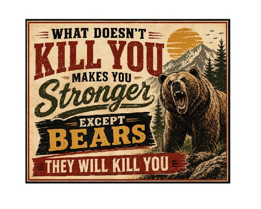 MS579 Vintage Style Metal Sign Funny Bear Sign