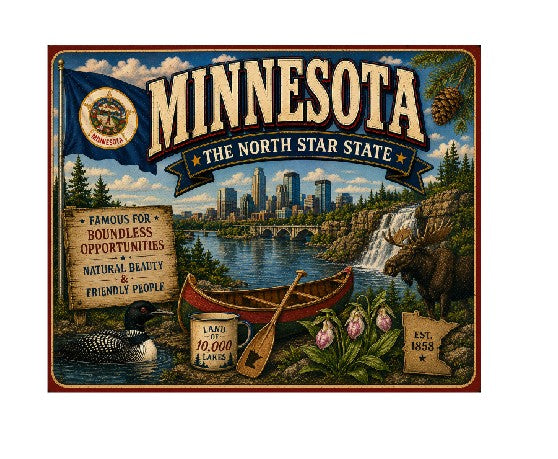 MS622 Vintage Style Metal Sign Minnesota