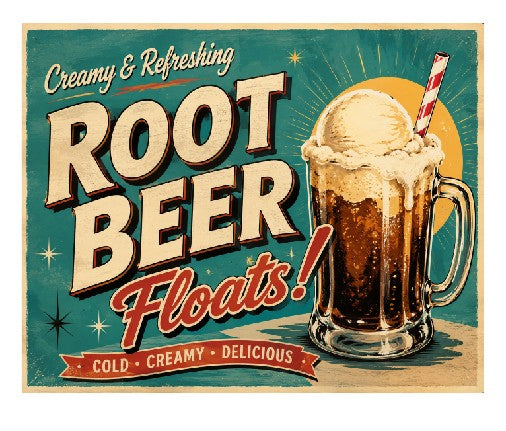 Vintage Style Metal Sign Root Beer Floats MS966