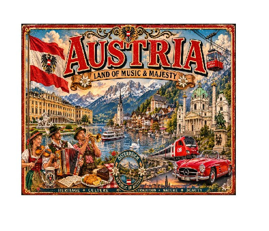 MS707 Vintage Style Metal Sign Austria