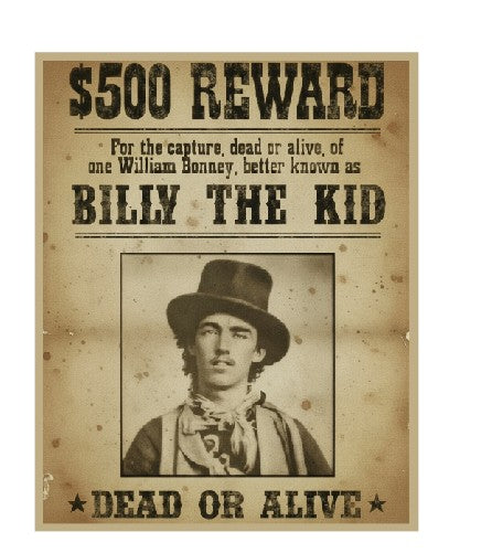 MS509 Vintage Style Metal Sign Reward Billy The Kid