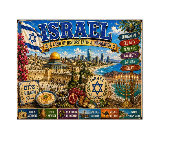 MS739 Vintage Style Metal Sign Israel