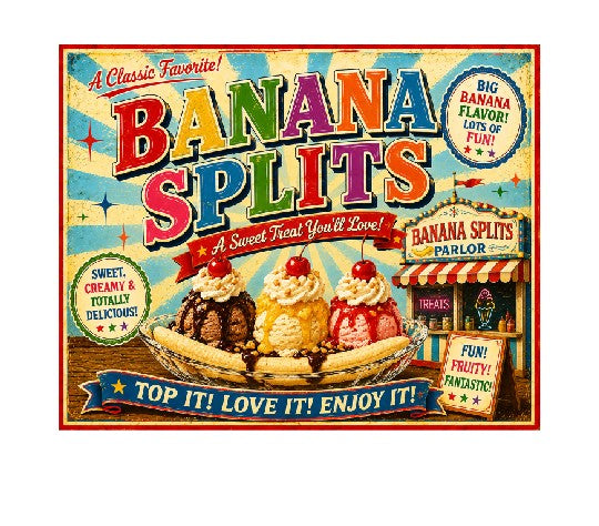 MS714 Vintage Style Metal Sign Banana Split