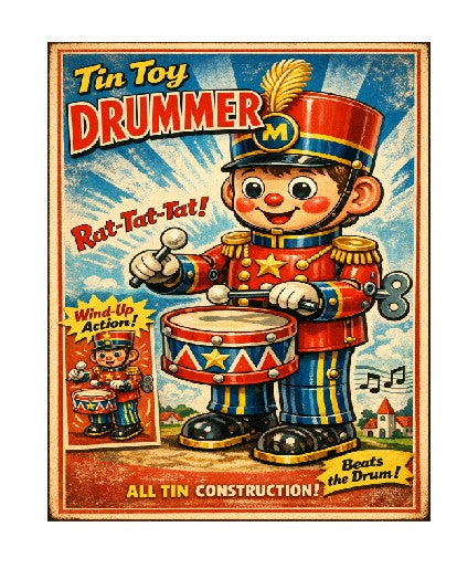 MS225 Vintage Style Tin Toy Metal Sign Drummer