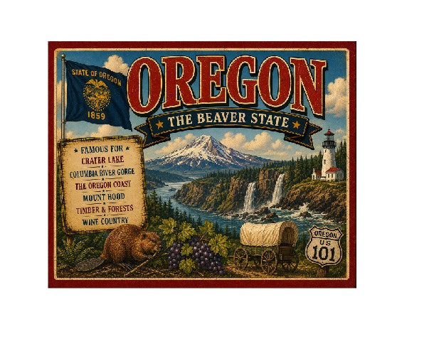 MS642 Vintage Style Metal Sign Oregon