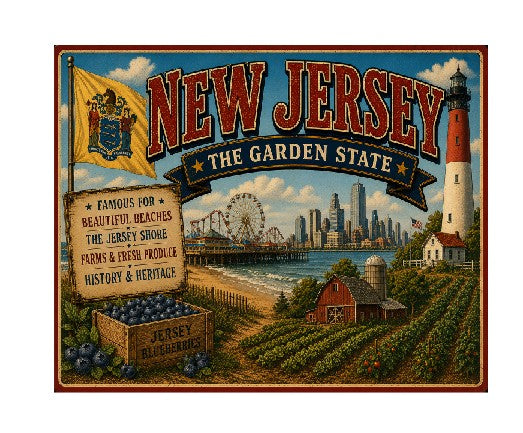 MS632 Vintage Style Metal Sign New Jersey