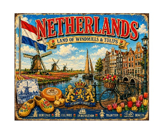MS712 Vintage Style Metal Sign Netherlands