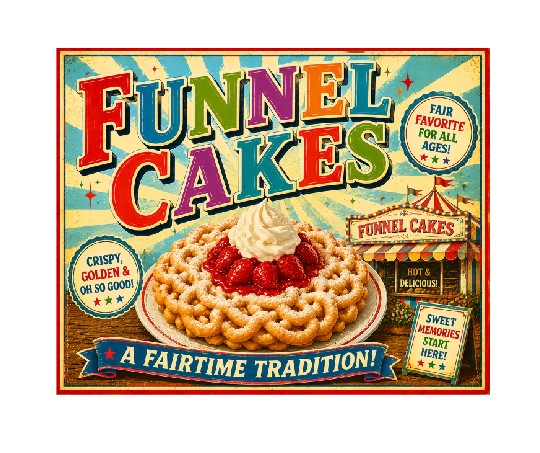MS686 Vintage Style Metal Sign Funnel Cakes