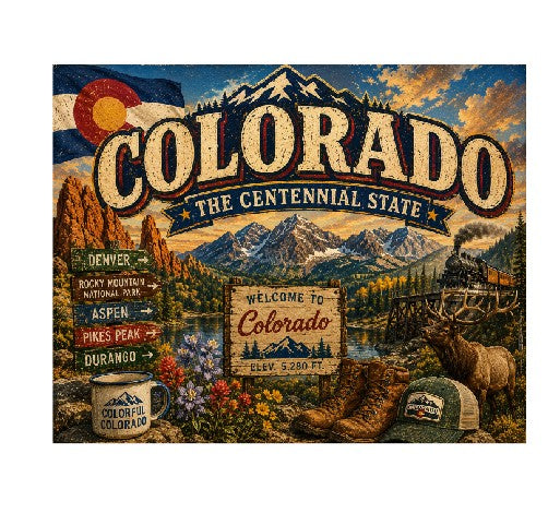 MS595 Vintage Style Metal Sign Colorado
