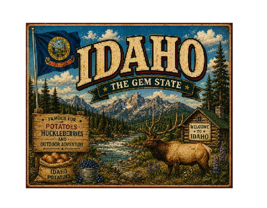 MS604 Vintage Style Metal Sign Idaho