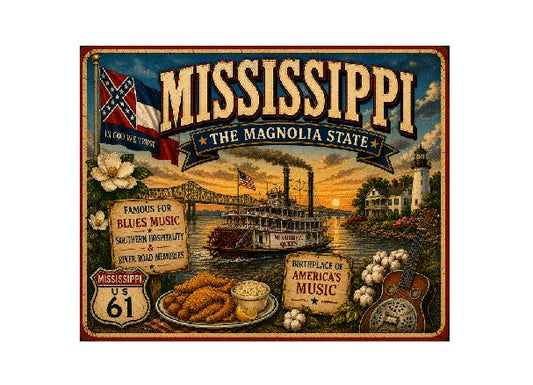 MS623 Vintage Style Metal Sign Mississippi