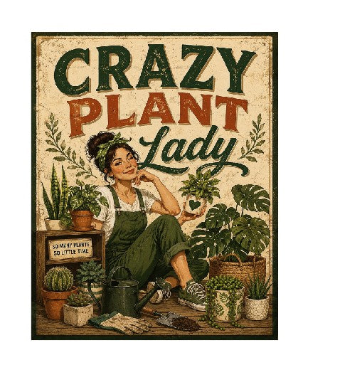 MS409 Vintage Style Metal Sign Plant Lady Funny Sign