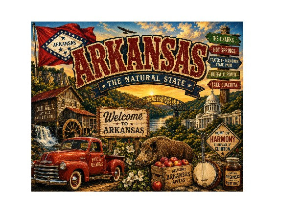 MS592 Vintage Style Metal Sign Arkansas