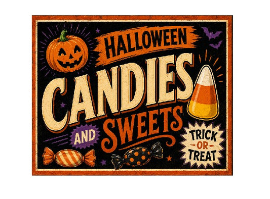 MS397 Vintage Style Metal Sign Halloween Candies
