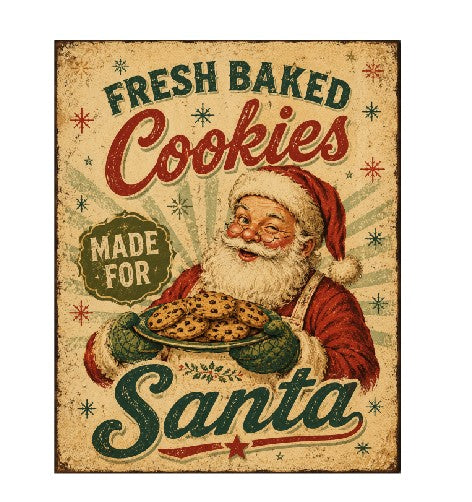 MS492 Vintage Style Metal Sign Cookies For Santa