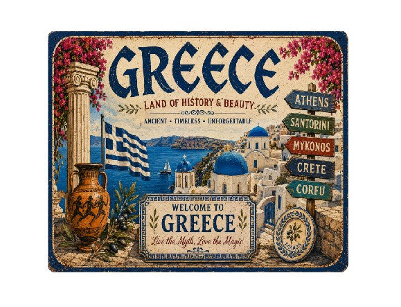 MS679 Vintage Style Metal Sign Greece