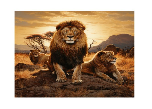 MS268   Metal Sign Wall Art Lions
