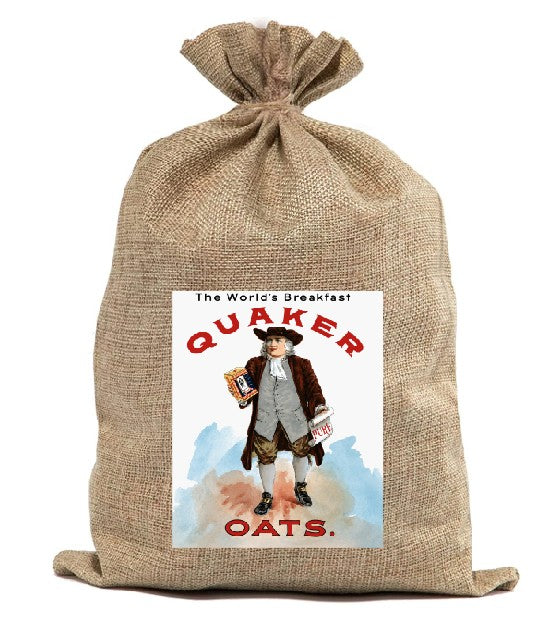 BUR87 Burlap Bag Vintage Style Bag Oats Quaker