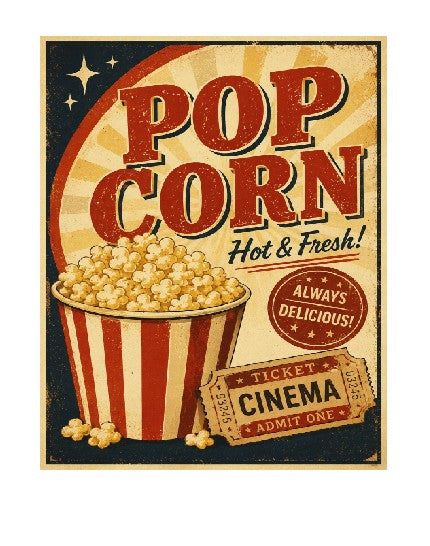 MS438 Vintage Style Metal Sign Popcorn