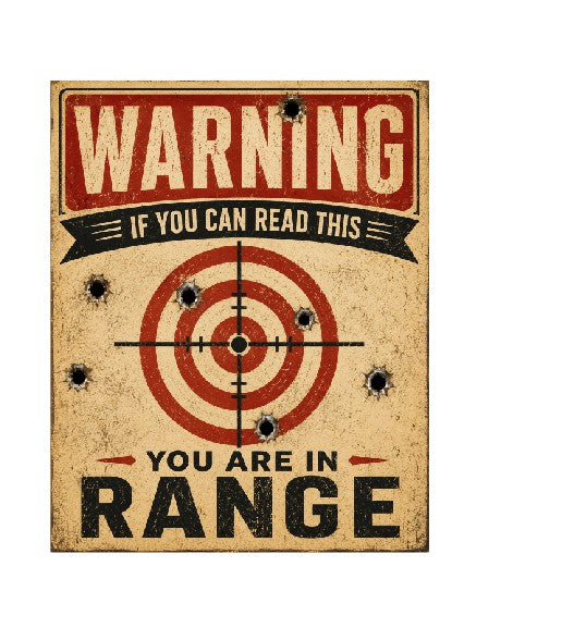 MS542 Vintage Style Metal Sign Warning Range Sign